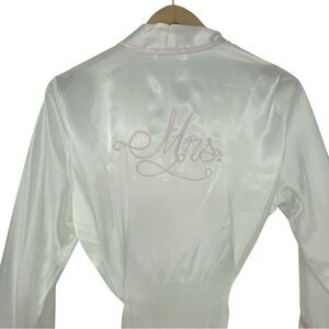 NWT Linea Donatella Mrs. robe & nightgown set white, pink with rhinestone sz S